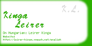kinga leirer business card